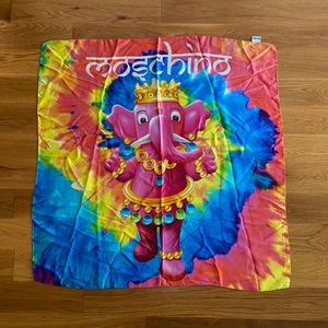 MOSCHINO Silk Indian Elephant Tie Dye Scarf